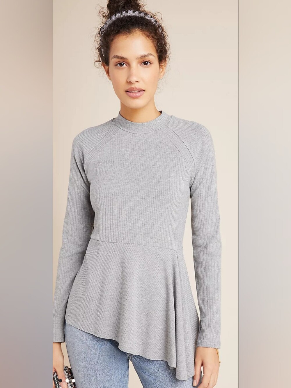 ANTHROPOLOGIE -- Corrine Asymetrical Top in Grey, Size, SP